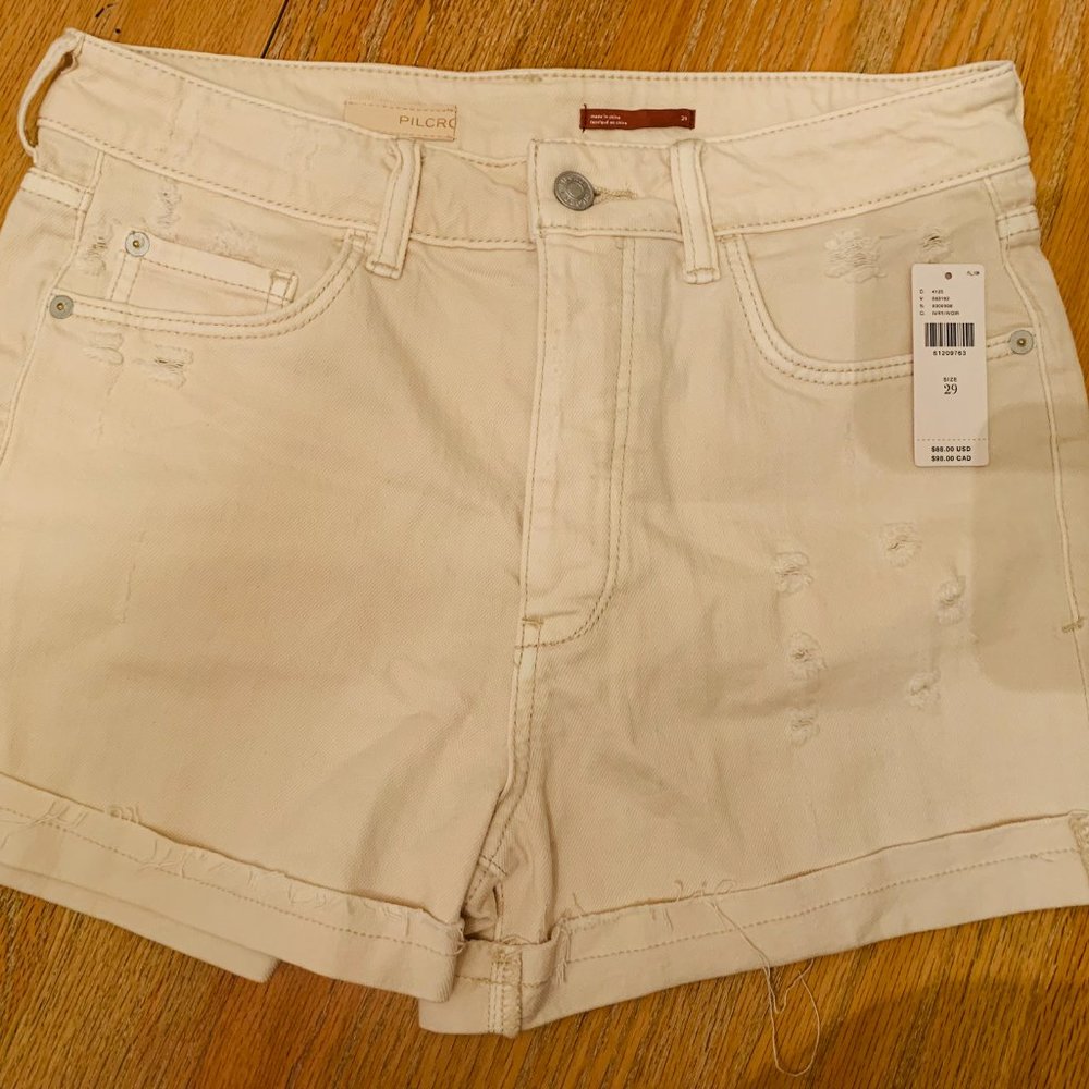 Anthropologie Pilcro Cream Denim Shorts - New With Tags